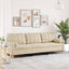 3-personers sofa med pyntepuder 210 cm stof cremefarvet