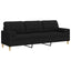 3-personers sofa med pyntepuder 210 cm stof sort