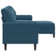 3-personers sofa med fodskammel 210 cm velour blå