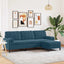 3-personers sofa med fodskammel 210 cm velour blå