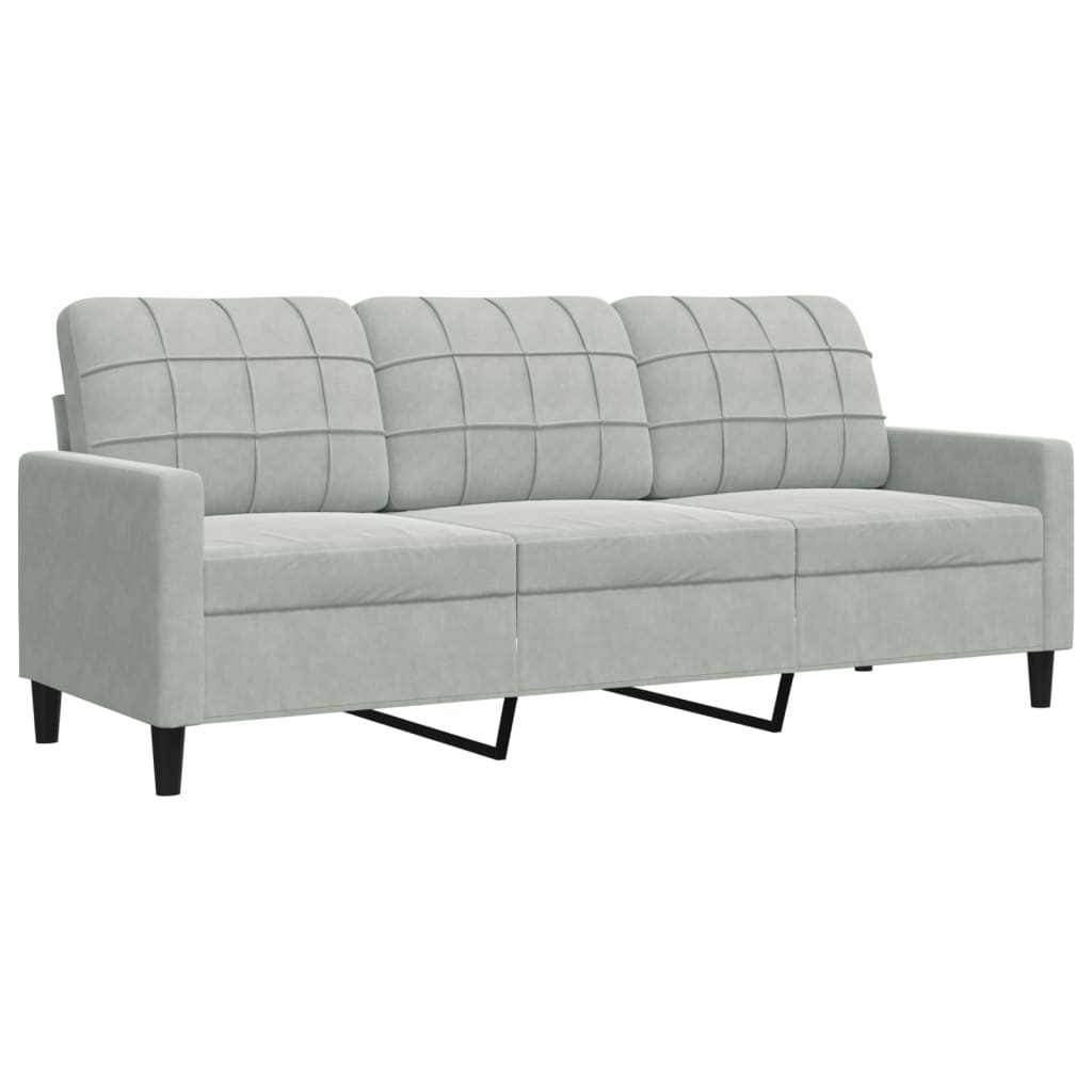 sofasæt 4 dele med hynder velour lysegrå