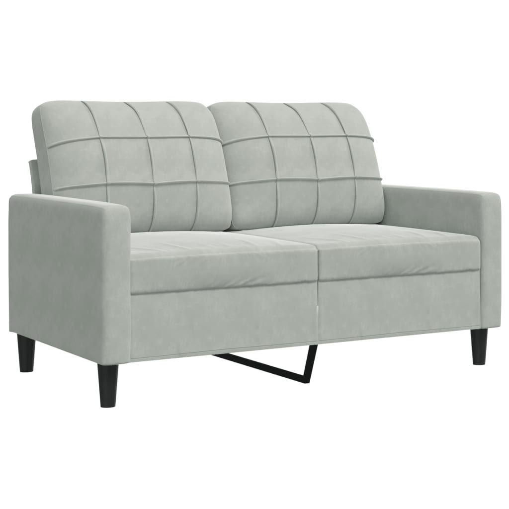 sofasæt 4 dele med hynder velour lysegrå