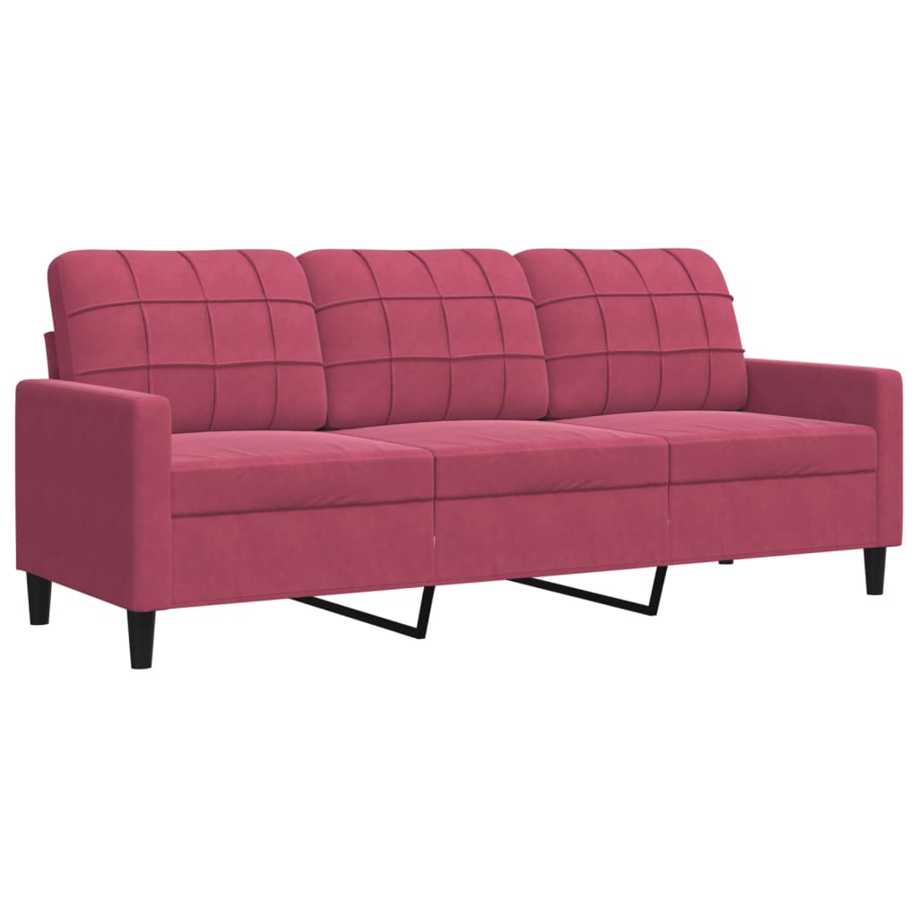 sofasæt 4 dele med hynder velour vinrød