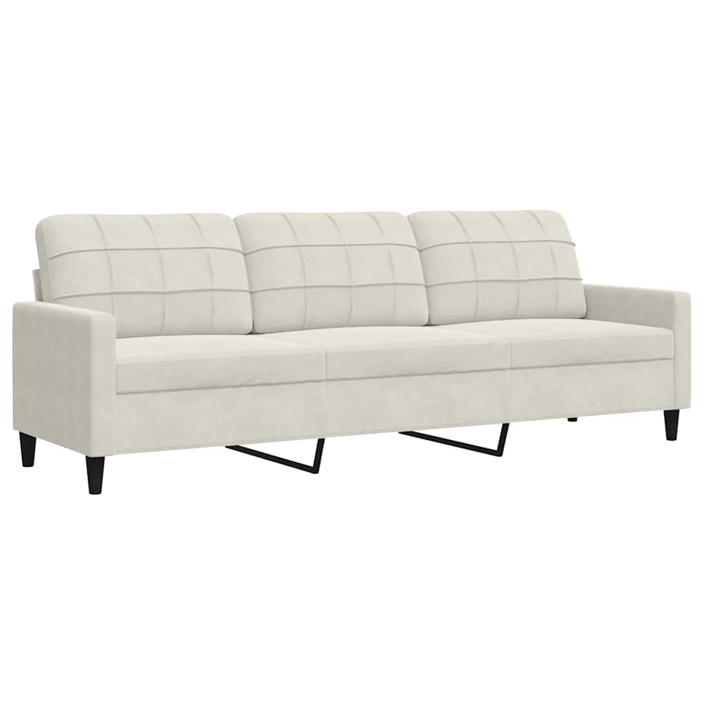 sofasæt 4 dele med hynder velour cremefarvet