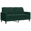sofasæt 2 dele med hynder og bolsterpuder velour mørkegrøn