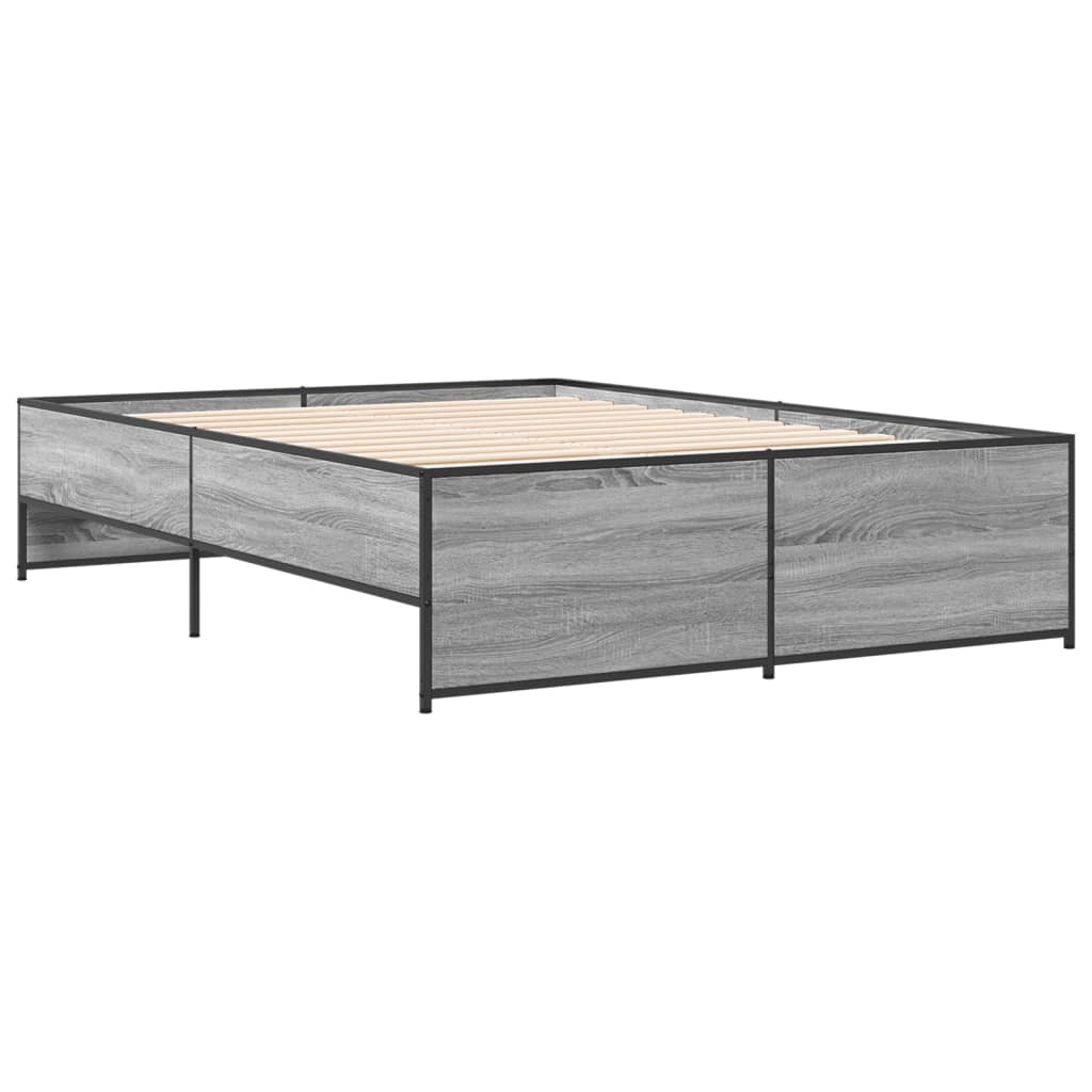 sengestel 120x200 cm konstrueret træ og metal grå sonoma-eg