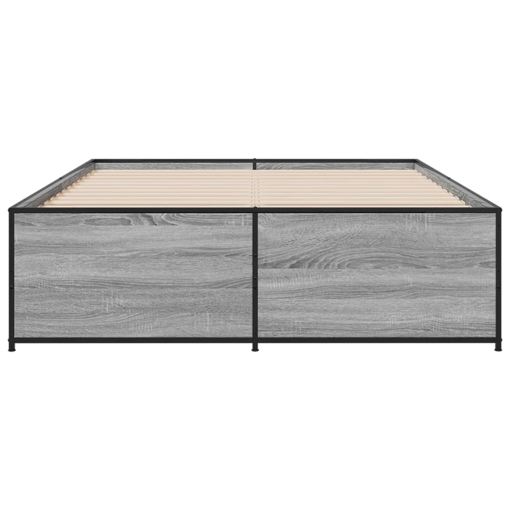 sengestel 120x200 cm konstrueret træ og metal grå sonoma-eg