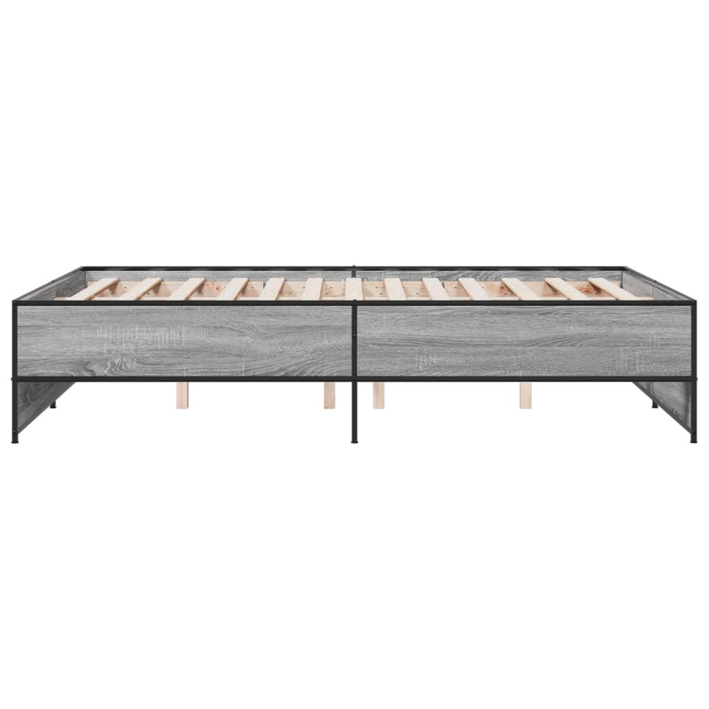 sengestel 120x200 cm konstrueret træ og metal grå sonoma-eg