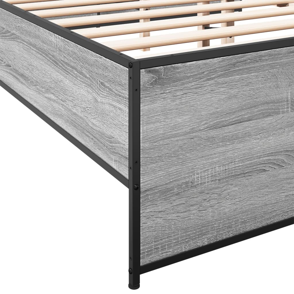 sengestel 120x200 cm konstrueret træ og metal grå sonoma-eg