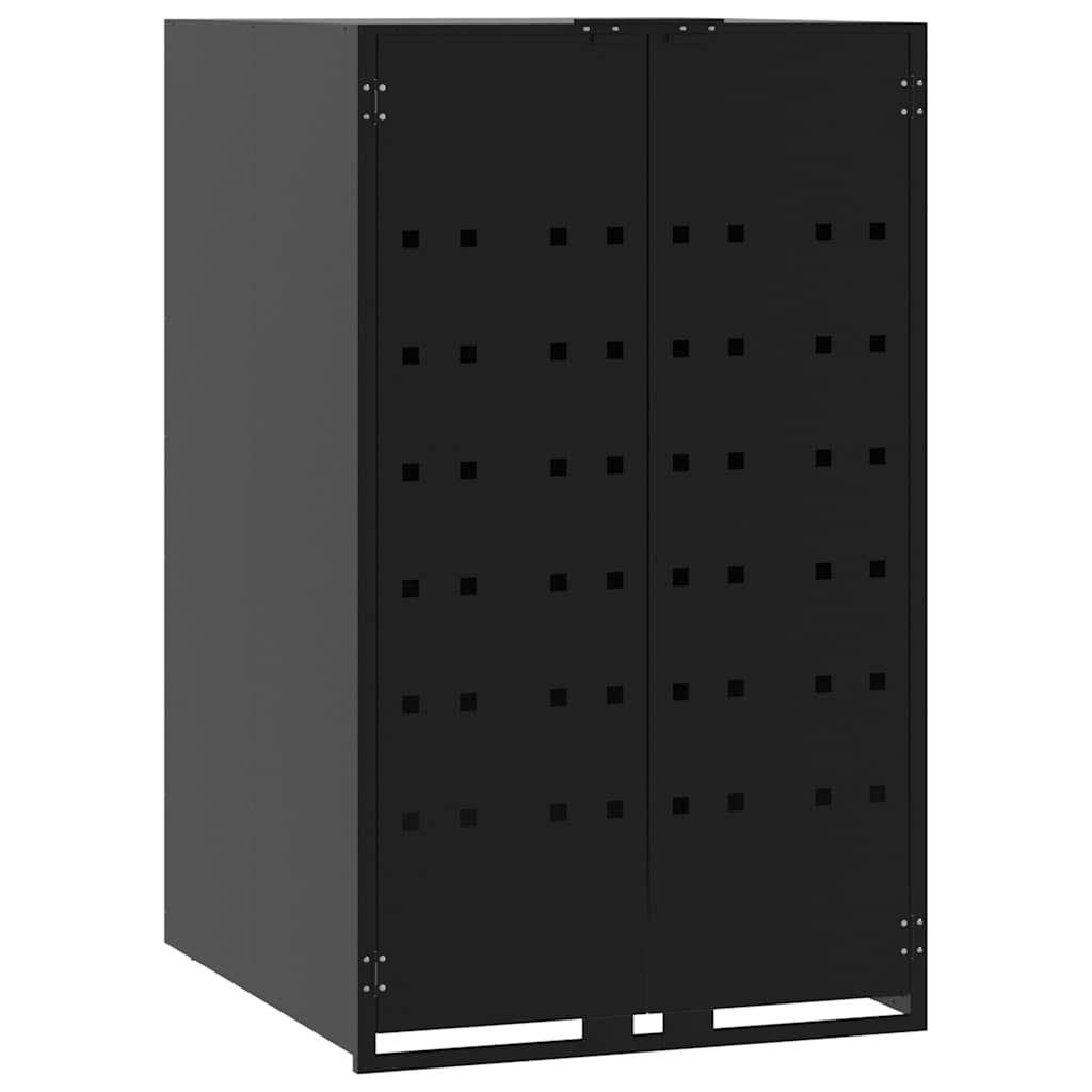 skraldespandsskjuler 138x79x117 cm 2 rum stål sort