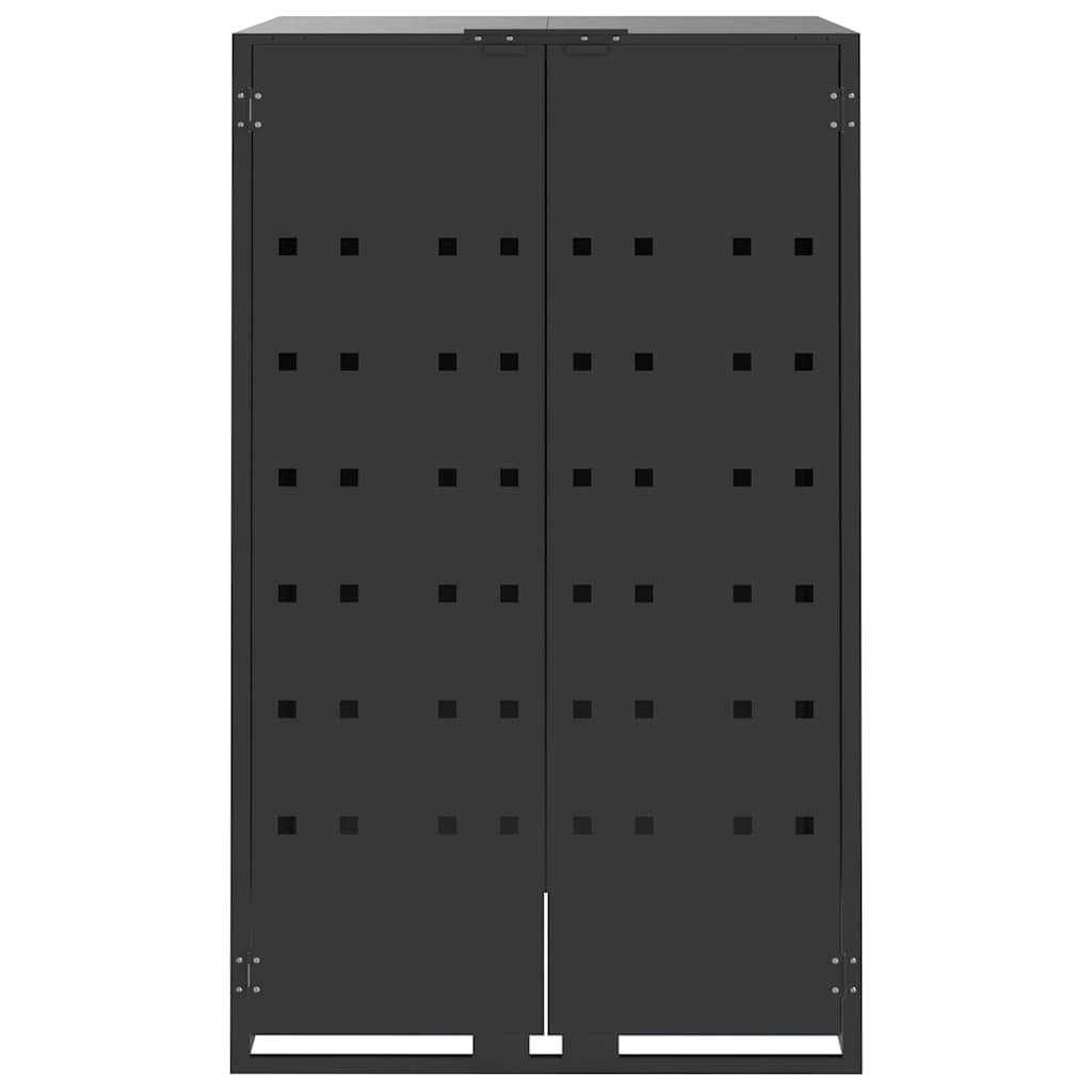 skraldespandsskjuler 138x79x117 cm 2 rum stål antracit