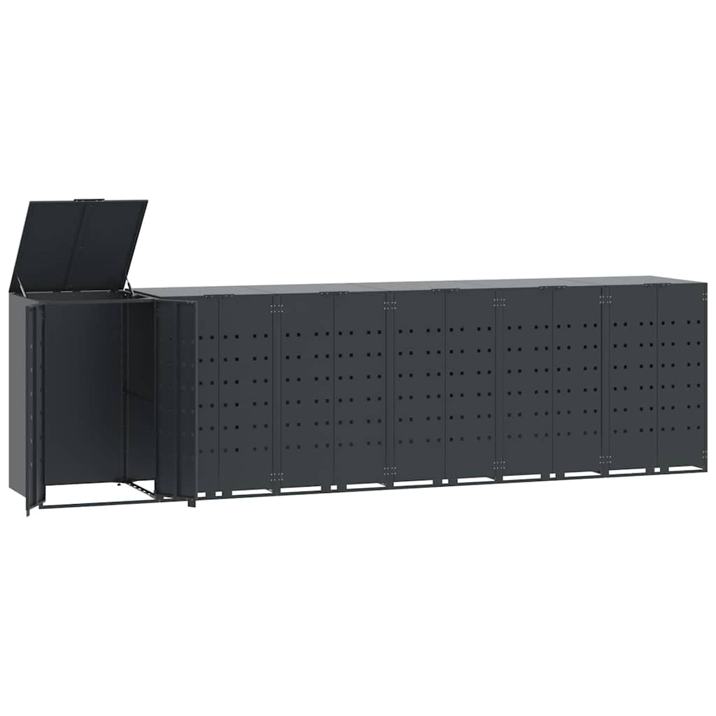 skraldespandsskjuler 414x79x117 cm 6 rum stål antracit