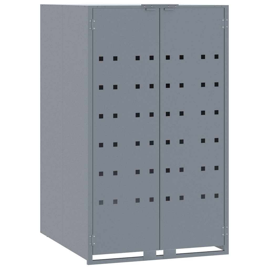 skraldespandsskjuler 138x79x117 cm 2 rum stål grå