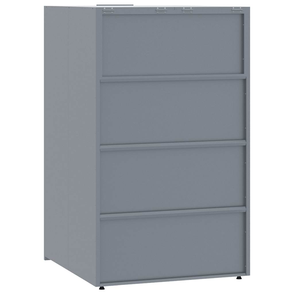 skraldespandsskjuler 276x79x117 cm 4 rum stål grå