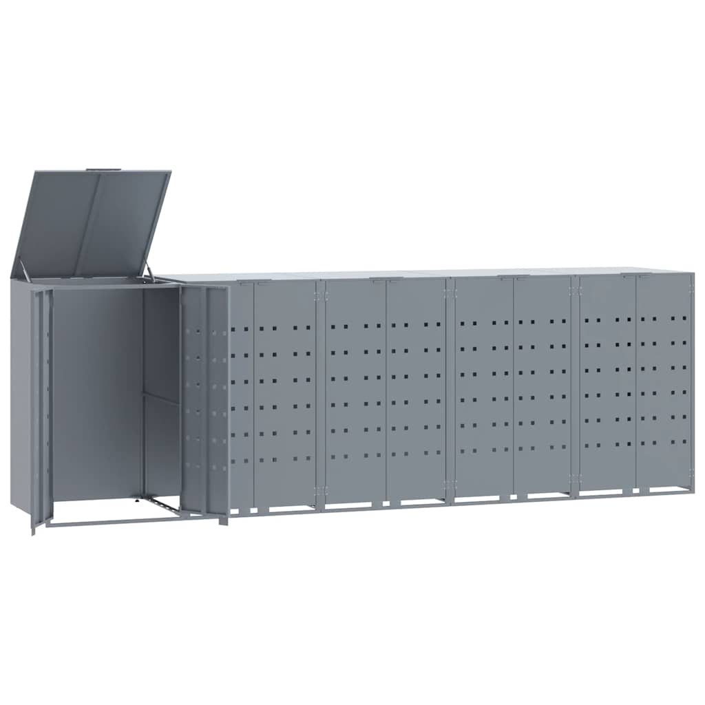 skraldespandsskjuler 345x79x117 cm 5 rum stål grå