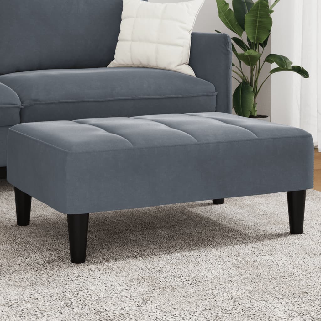 fodskammel 77x55x31 cm velour mørkegrå