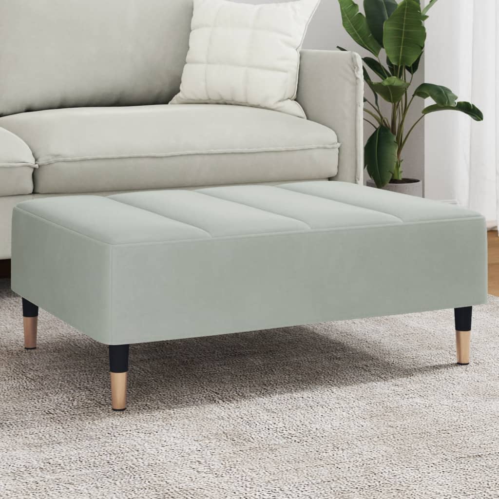 fodskammel 77x55x31 cm velour lysegrå