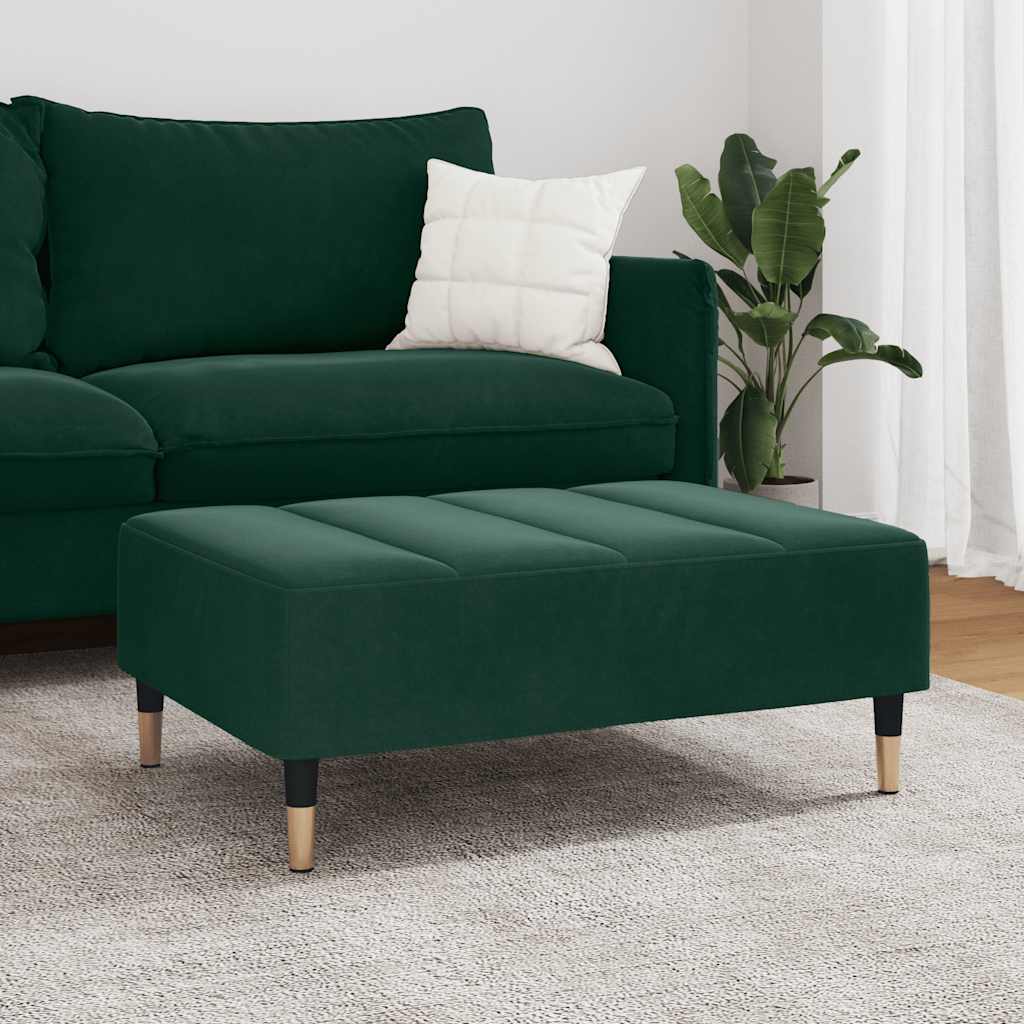 fodskammel 77x55x31 cm velour mørkegrøn