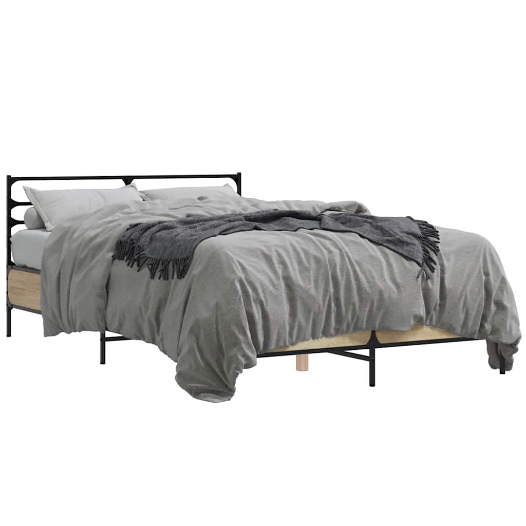 sengestel 140x190 cm konstrueret træ og metal sonoma-eg