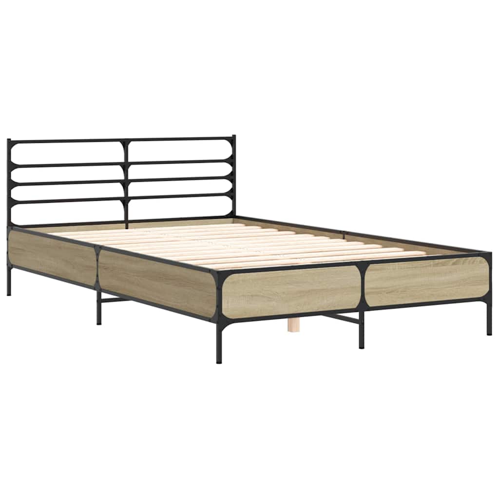 sengestel 140x190 cm konstrueret træ og metal sonoma-eg