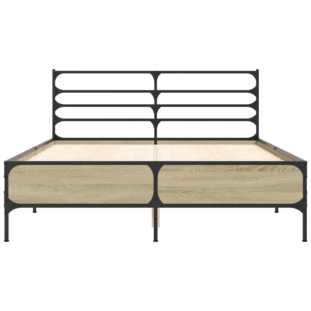 sengestel 140x190 cm konstrueret træ og metal sonoma-eg