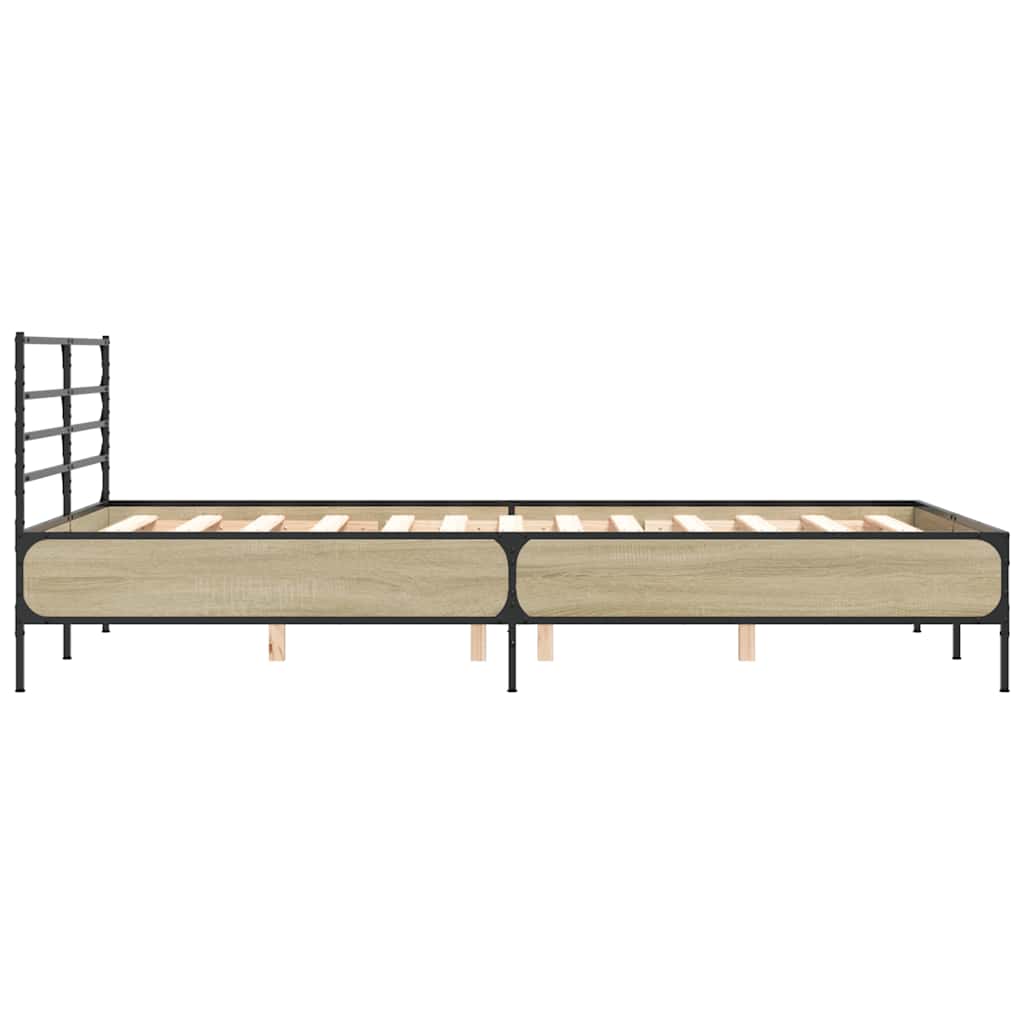 sengestel 140x190 cm konstrueret træ og metal sonoma-eg