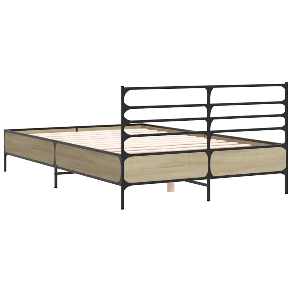 sengestel 140x190 cm konstrueret træ og metal sonoma-eg