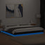 sengeramme med LED-lys 180x200 cm konstrueret træ sort