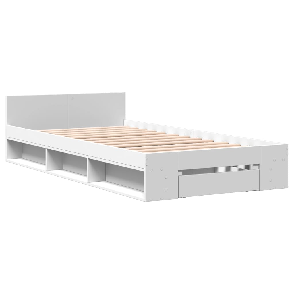 sengeramme med skuffe 90x190 cm konstrueret træ hvid