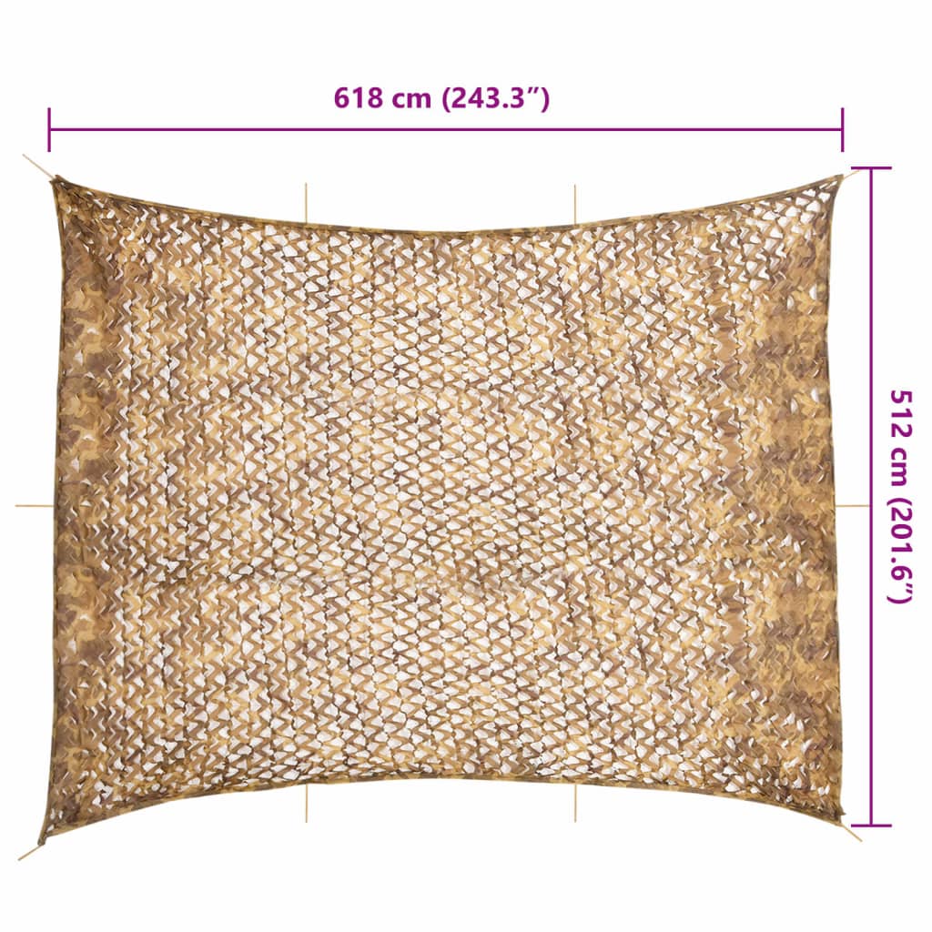 camouflagenet 618x512 cm med opbevaringspose sandfarvet