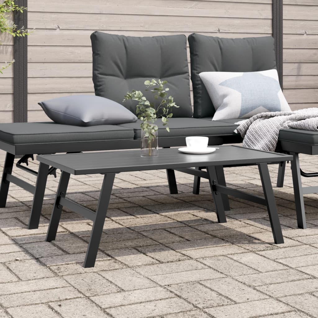 havebord 90x45x35 cm pulverlakeret stål sort billede