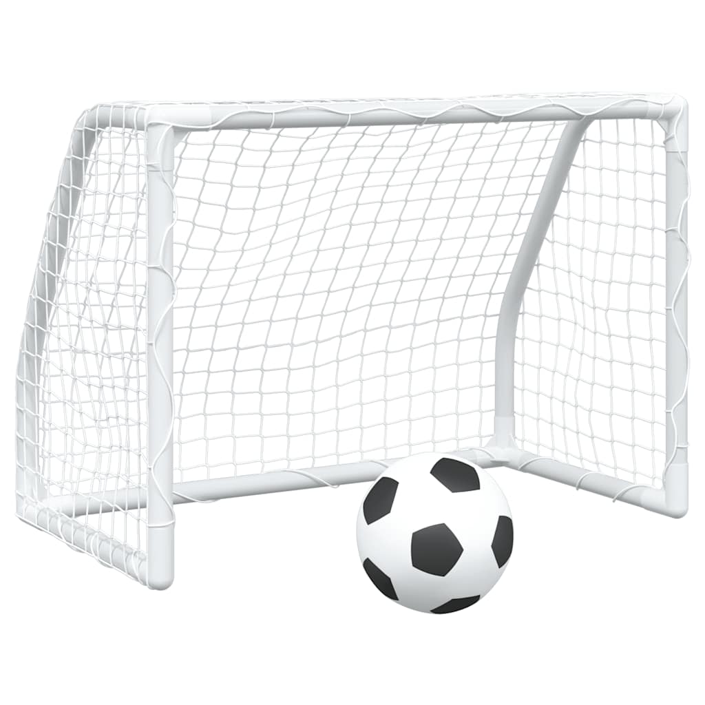 fodboldmål 2 stk. 64x35x48 cm med bold til børn metal hvid