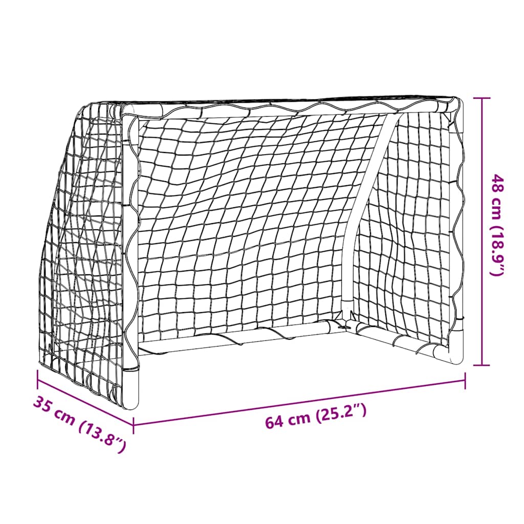 fodboldmål 2 stk. 64x35x48 cm med bold til børn metal hvid