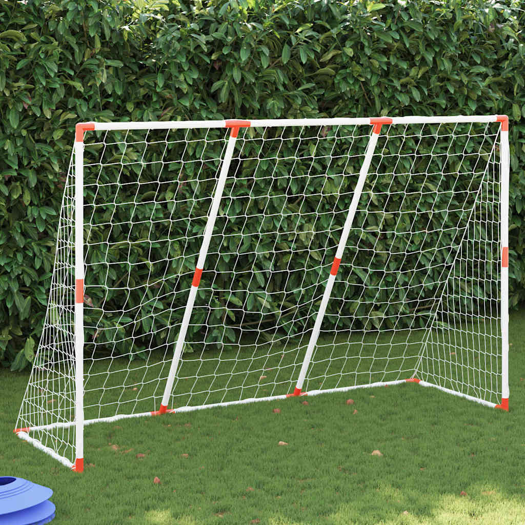 fodboldmål til børn 184x64x124 cm med 2 bolde hvid billede