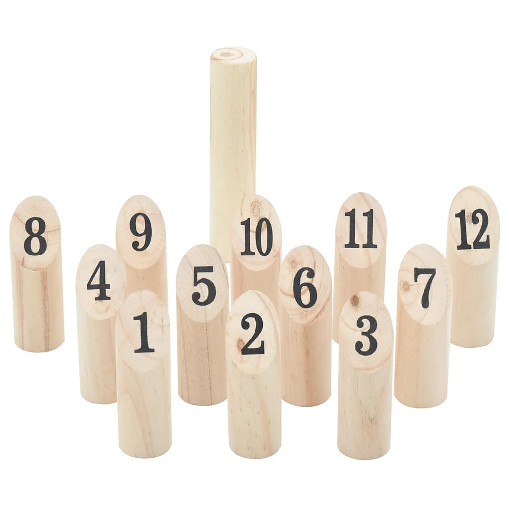 nummer-kubb 13 dele med bærepose massivt fyrretræ billede