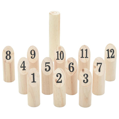 nummer-kubb 13 dele med bærepose massivt fyrretræ