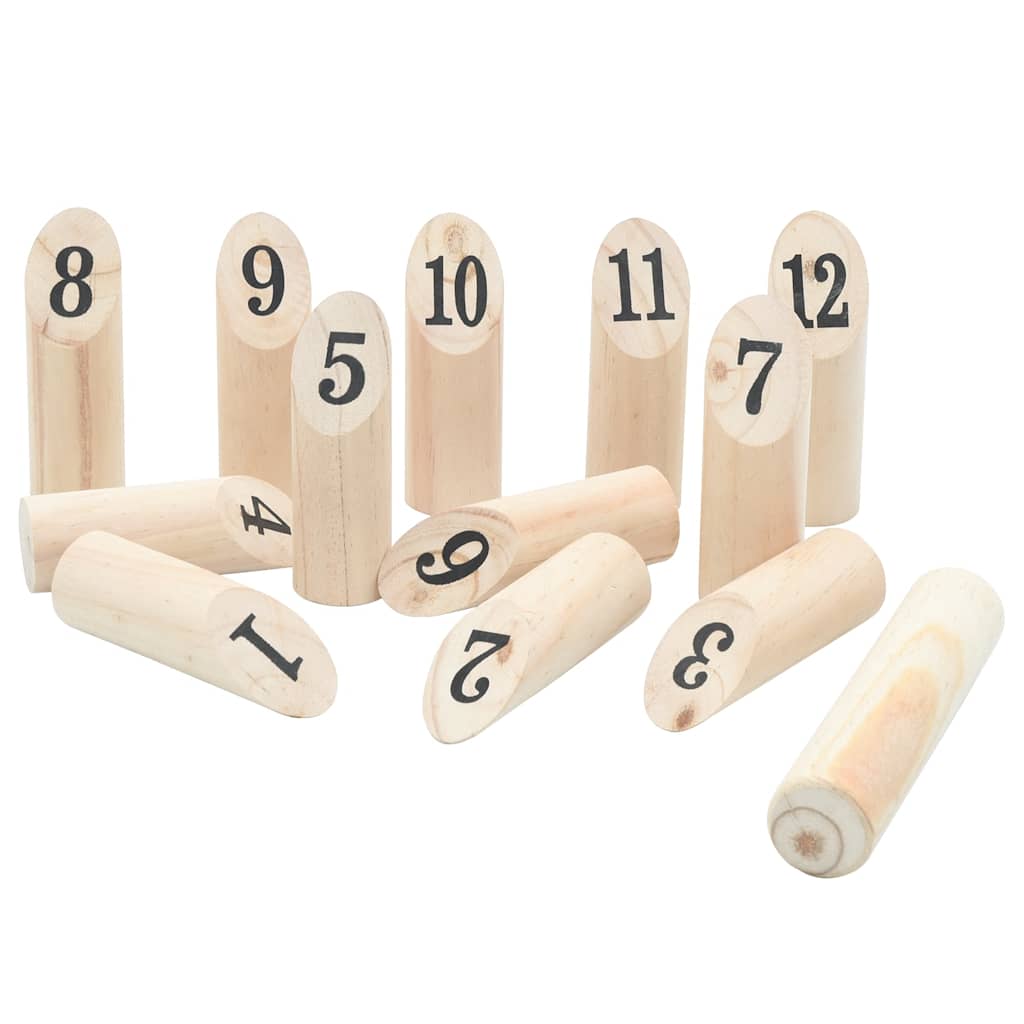 nummer-kubb 13 dele med bærepose massivt fyrretræ