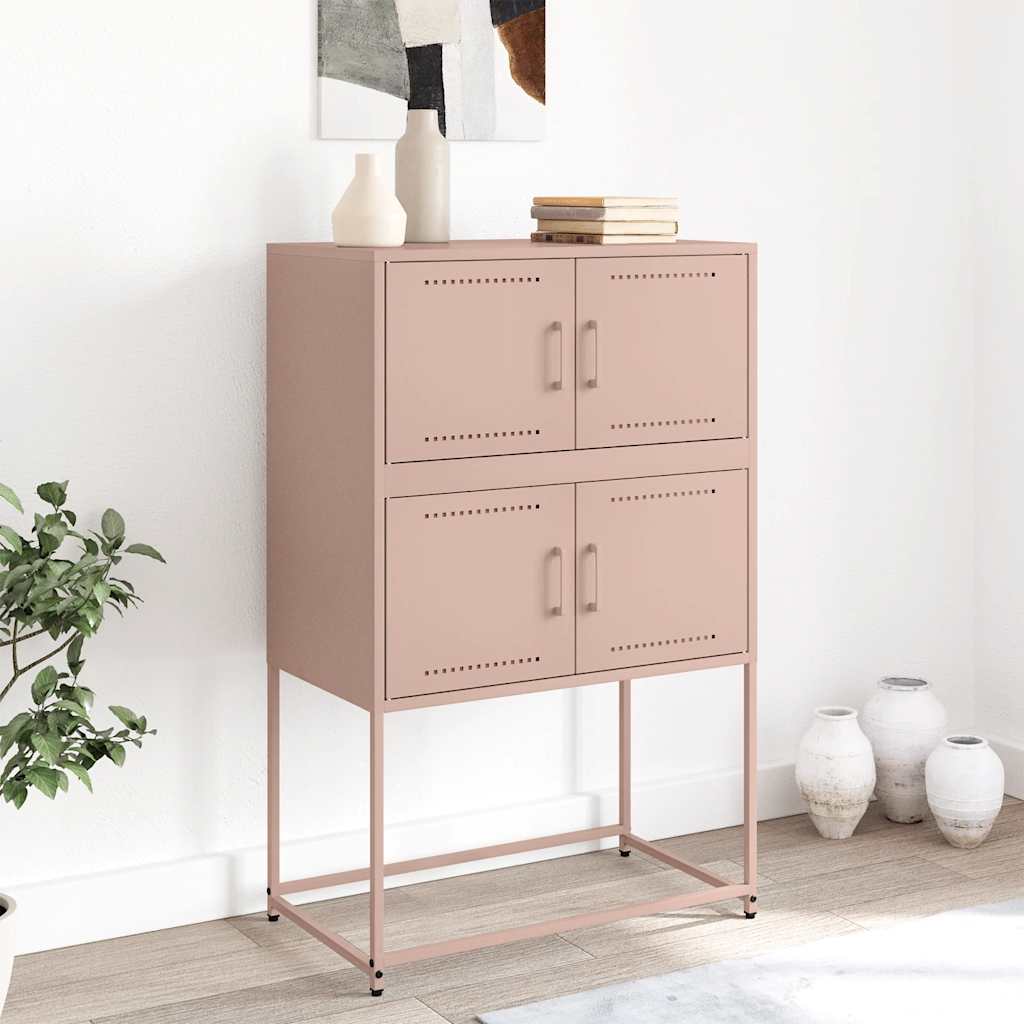 skænk 68,5x38,5x107 cm stål lyserød
