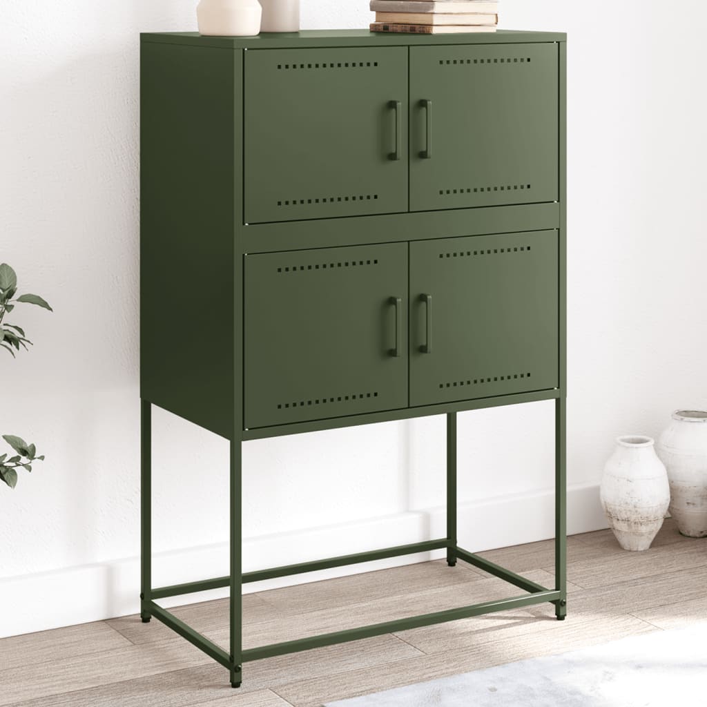 skænk 68,5x38,5x107 cm stål olivengrøn