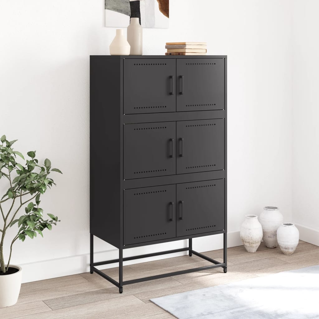 skænk 68,5x38,5x123,5 cm stål sort
