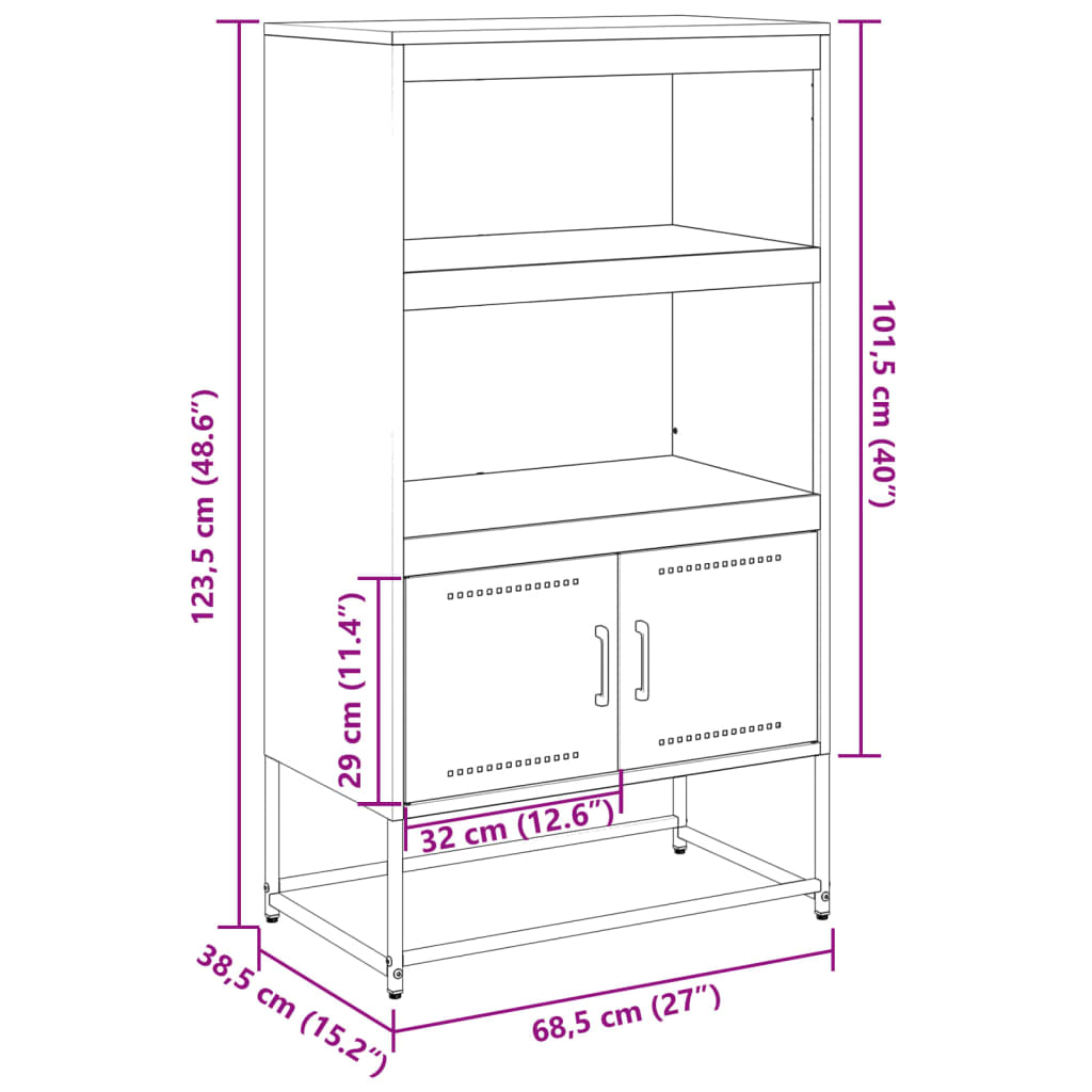 skab 68,5x38,5x123,5 cm stål sennepsgul