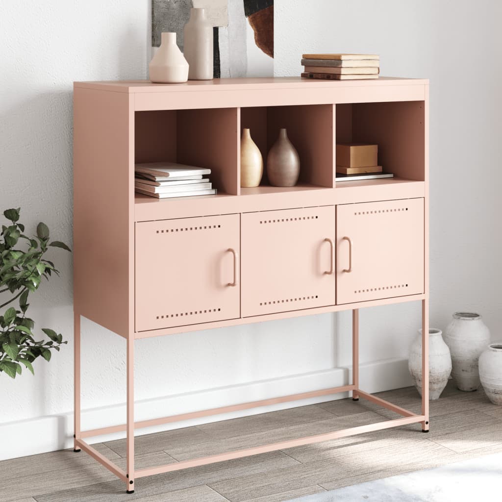 skænk 100,5x39x107 cm stål lyserød