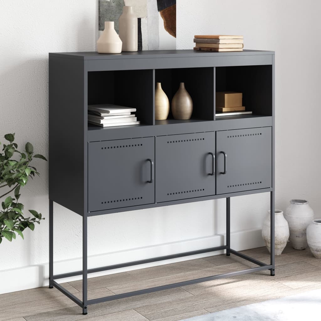 skænk 100,5x39x107 cm stål antracitgrå