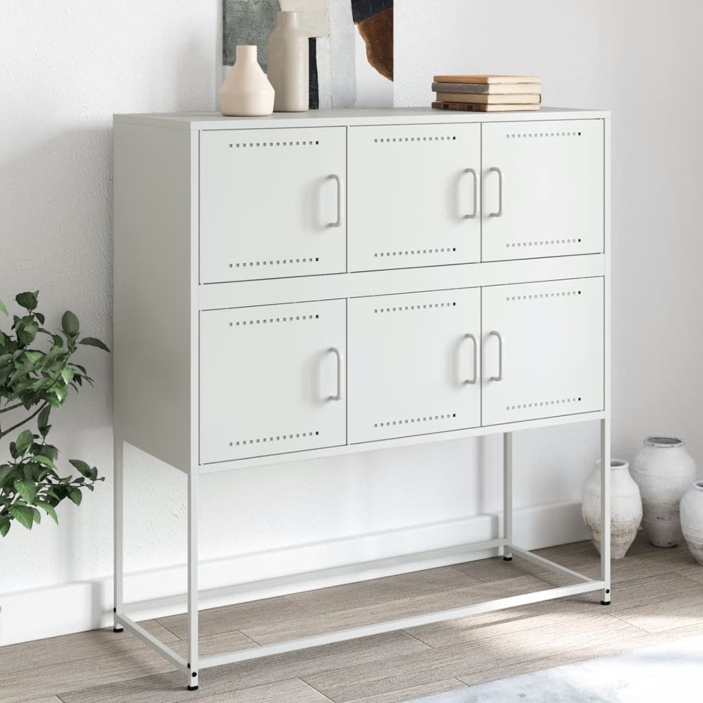 skænk 100,5x39x107 cm stål hvid
