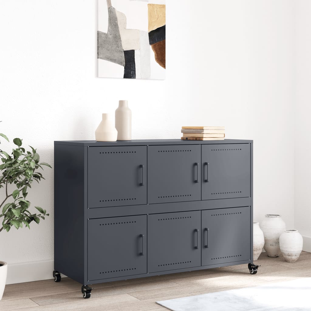 skænk 100,5x39x72 cm stål antracitgrå