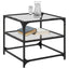 sofaborde med transparent glastop 2 stk 50x50x45 cm stål