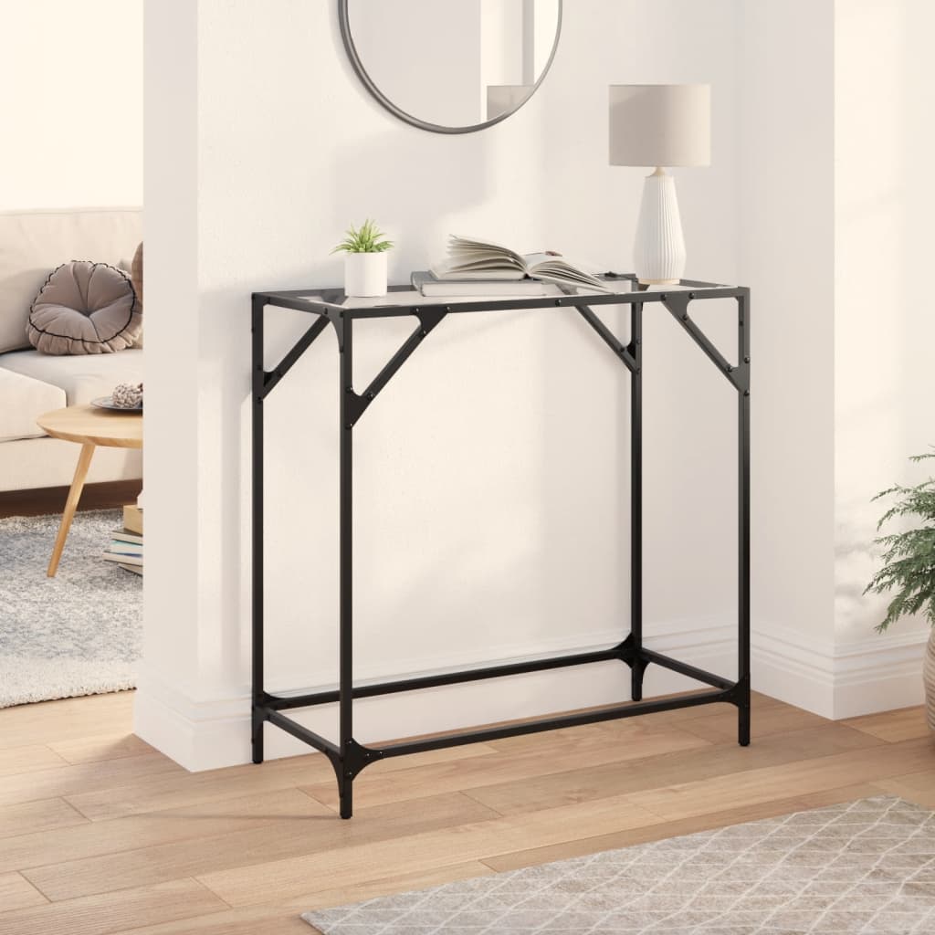 konsolbord med transparent glastop 80x35x81 cm stål billede