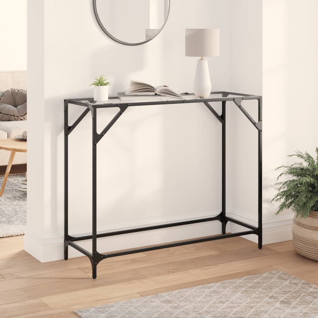 konsolbord med transparent glastop 98x35x81 cm stål billede