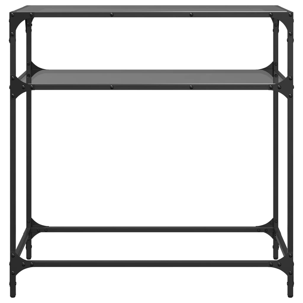 konsolbord med sort glastop 80x35x81 cm stål
