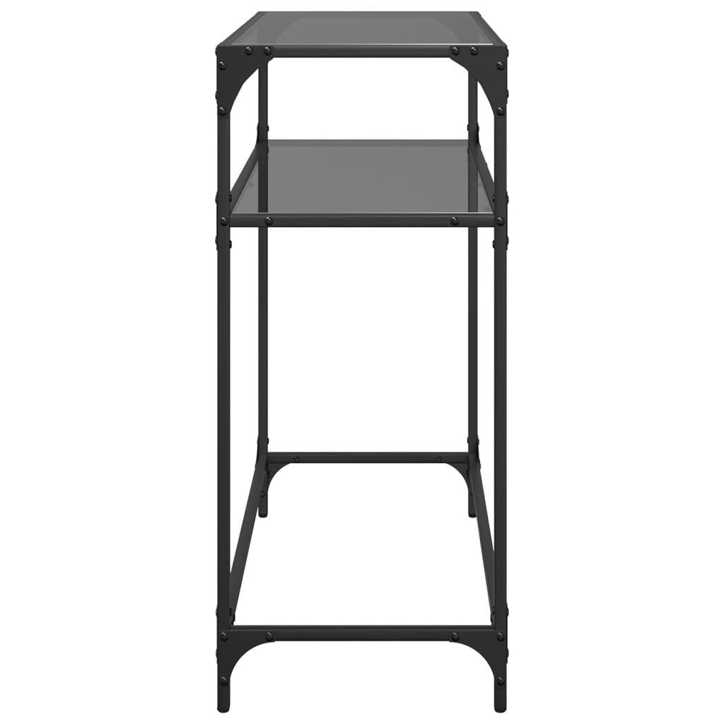 konsolbord med sort glastop 80x35x81 cm stål